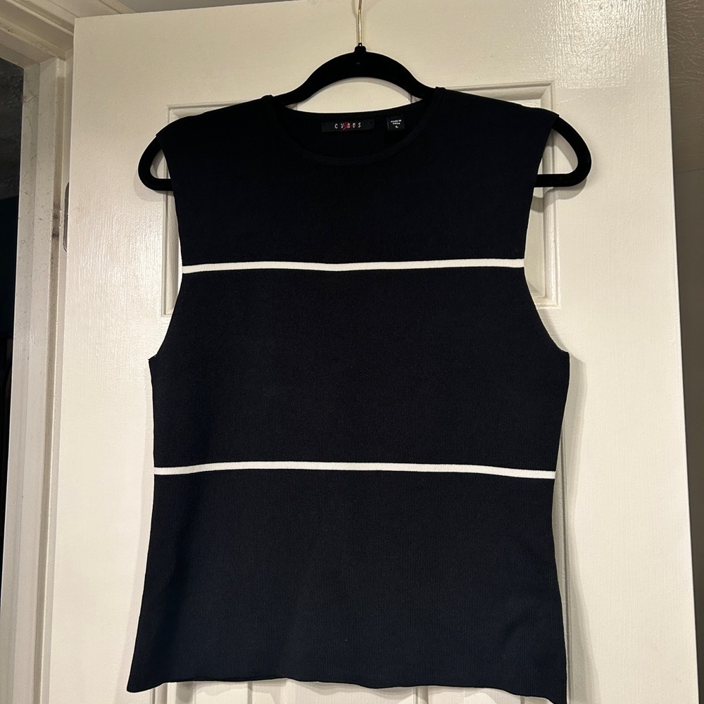 Vintage Striped Knit Sleeveless Fitted Top